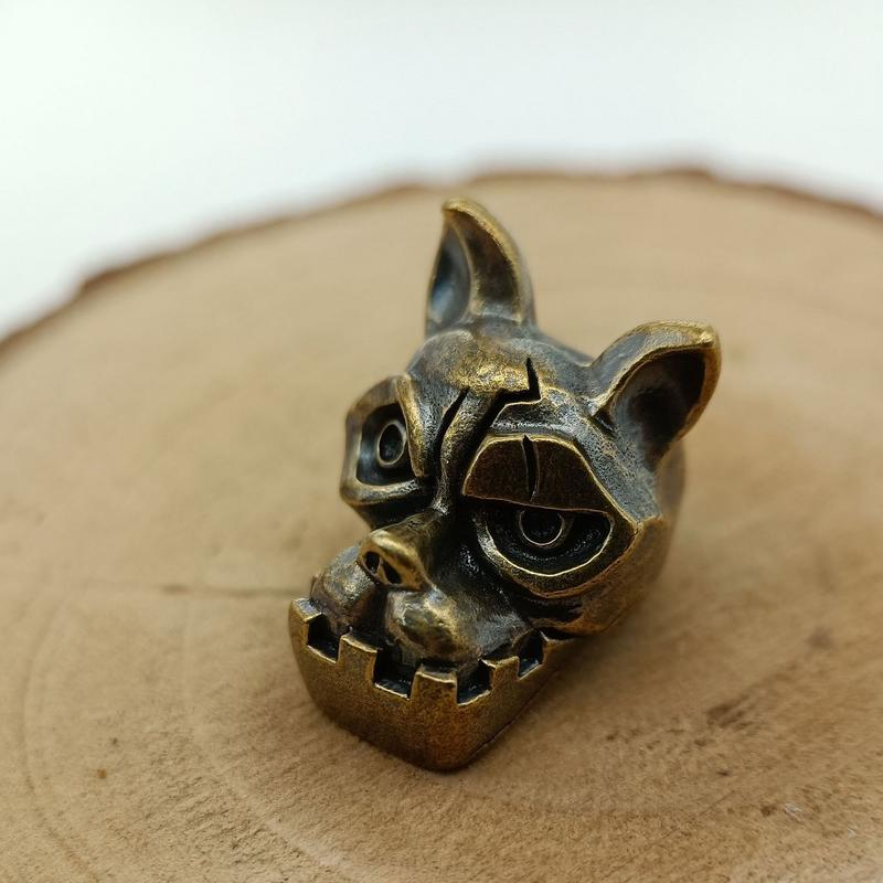 Edc Carry Pack - Bulldog Head Brass Knife Bead EDC