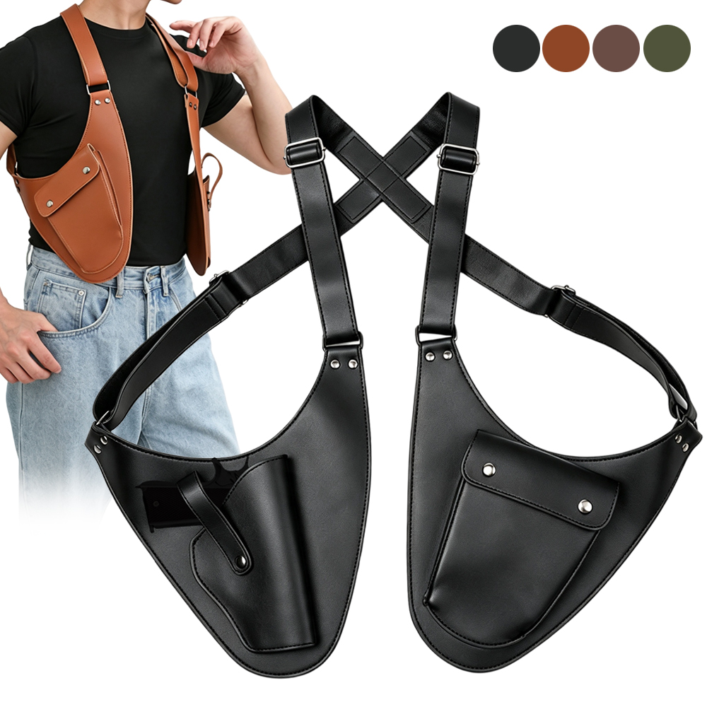 Leather Edc. Carry Pouch - Tactical Pistol Gun Holster PU Leather