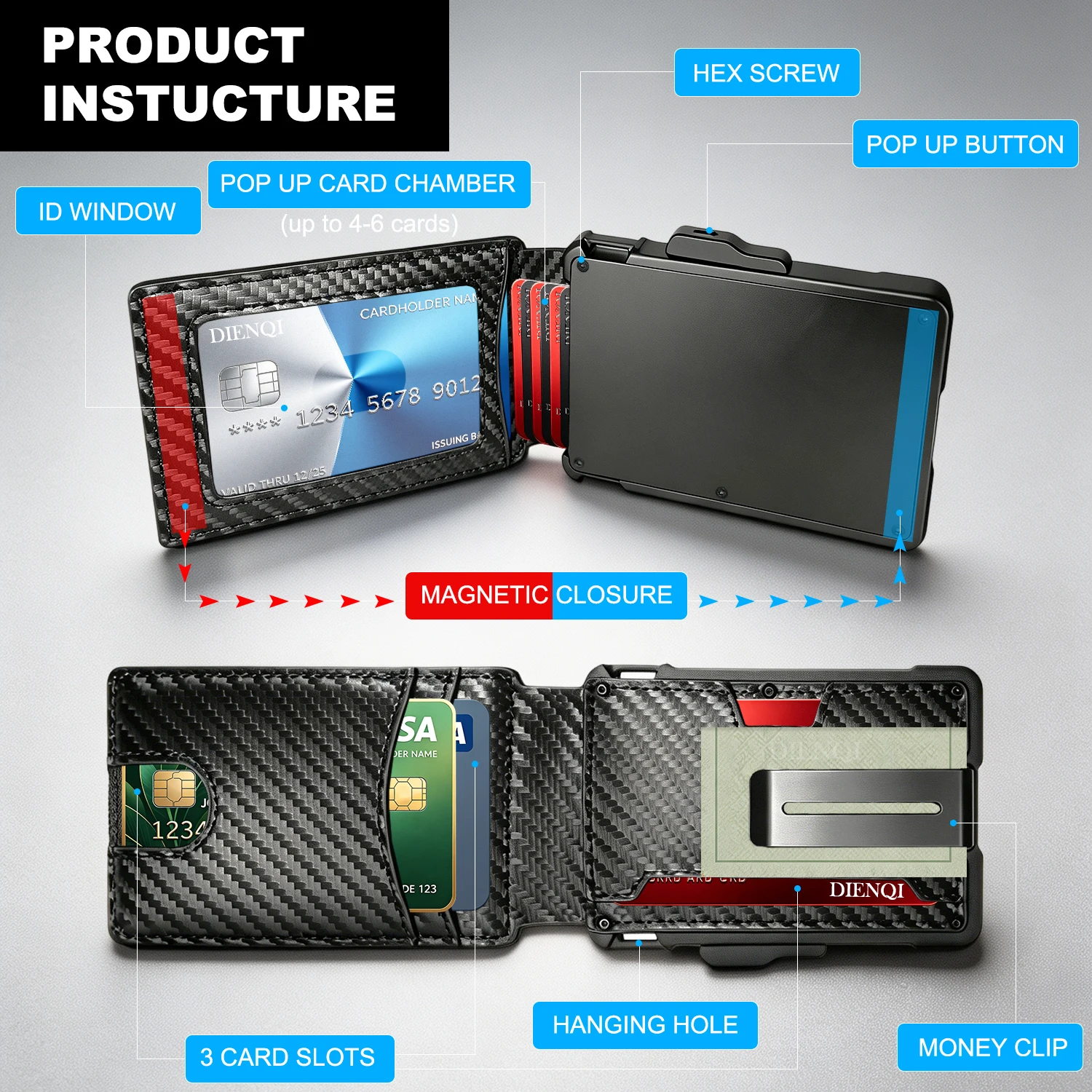 Men Wallet Carbon Fiber RFID B - огляд і ціна Money Clip Magnetic