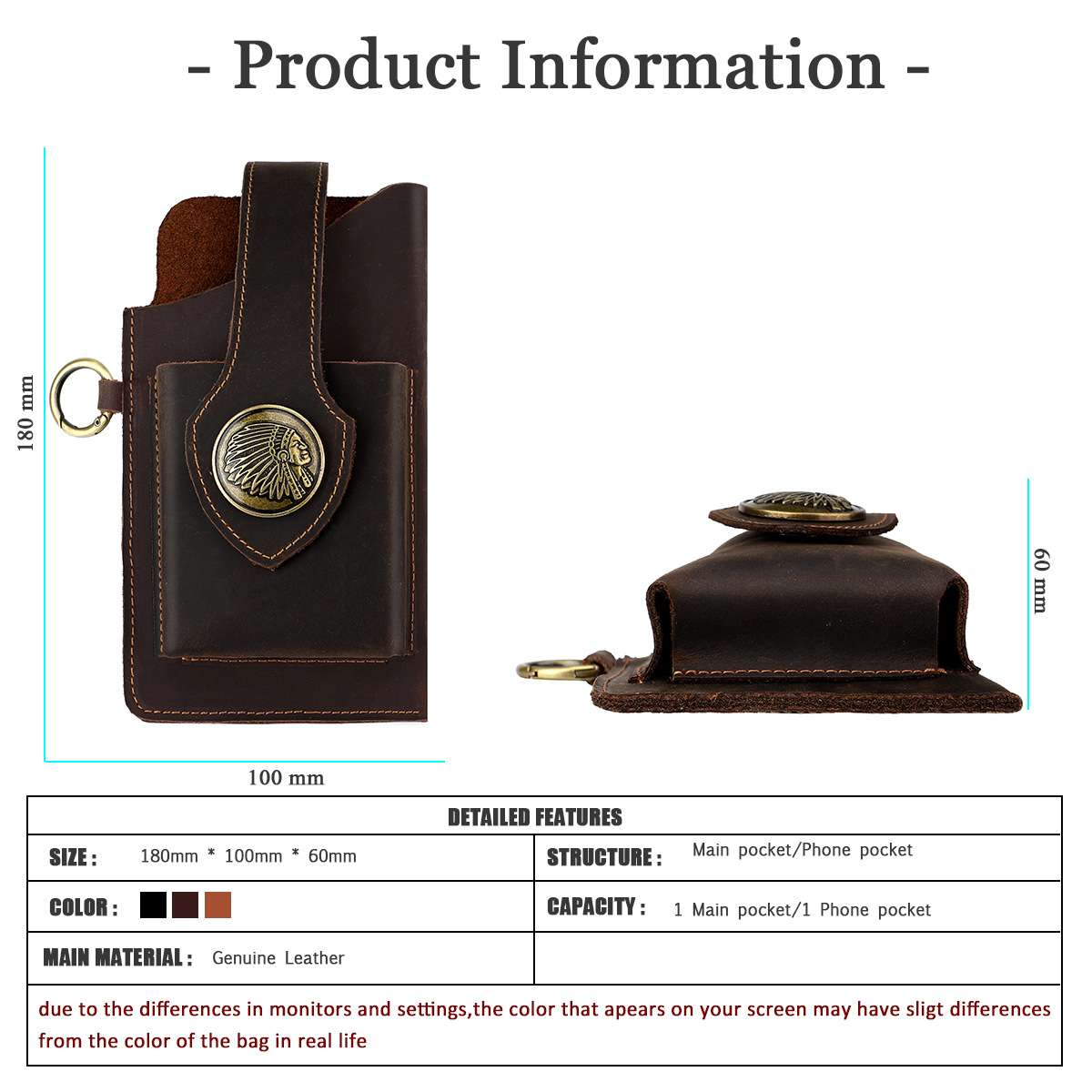 Men Leather Belt Loop Phone Po - огляд і ціна Leather Edc. Carry Pouch